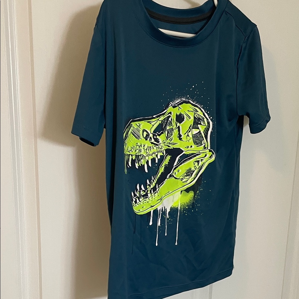 Cat & Jack Kids Tee with Dinosaur Graphic - Blue and Neon Green